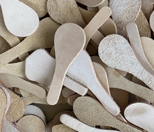 100 of Leather Key Fob Blanks - Pear - Nat. Veg